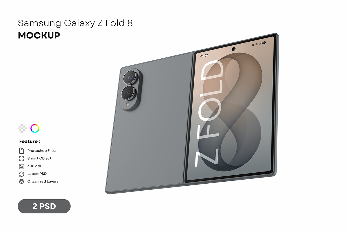 Samsung Galaxy Z Fold 8 Mockup, an Android Mockup by DSNA Mockup (Photo 1 of 3)