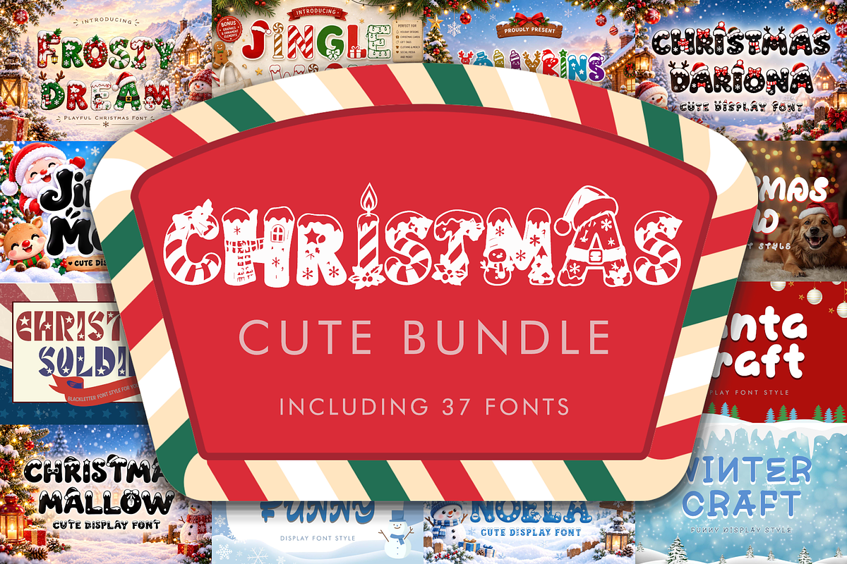Christmas Cute Bundle, a Handwritten Font by Yoga Letter (Photo 1 of 18)