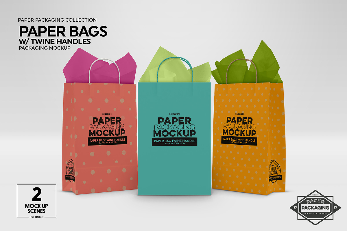 Paper Bags Twine Handles Mockup, a Packaging Mockup by INCDesign (Photo 7 of 10)