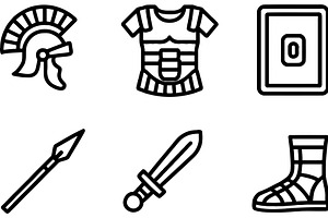 Line icons depicting ancient warrior, an Object Illustration by ZinetroN
