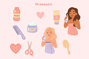 Hair Care Routine Clipart, an Illustration by Bielousova Art (Thumbnail 2 of 9)