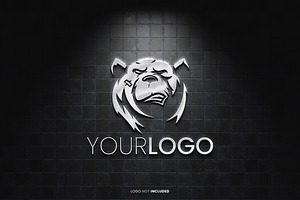 Shiny Logo On Wall Mockup, a Mockup by WudelMbois Studio