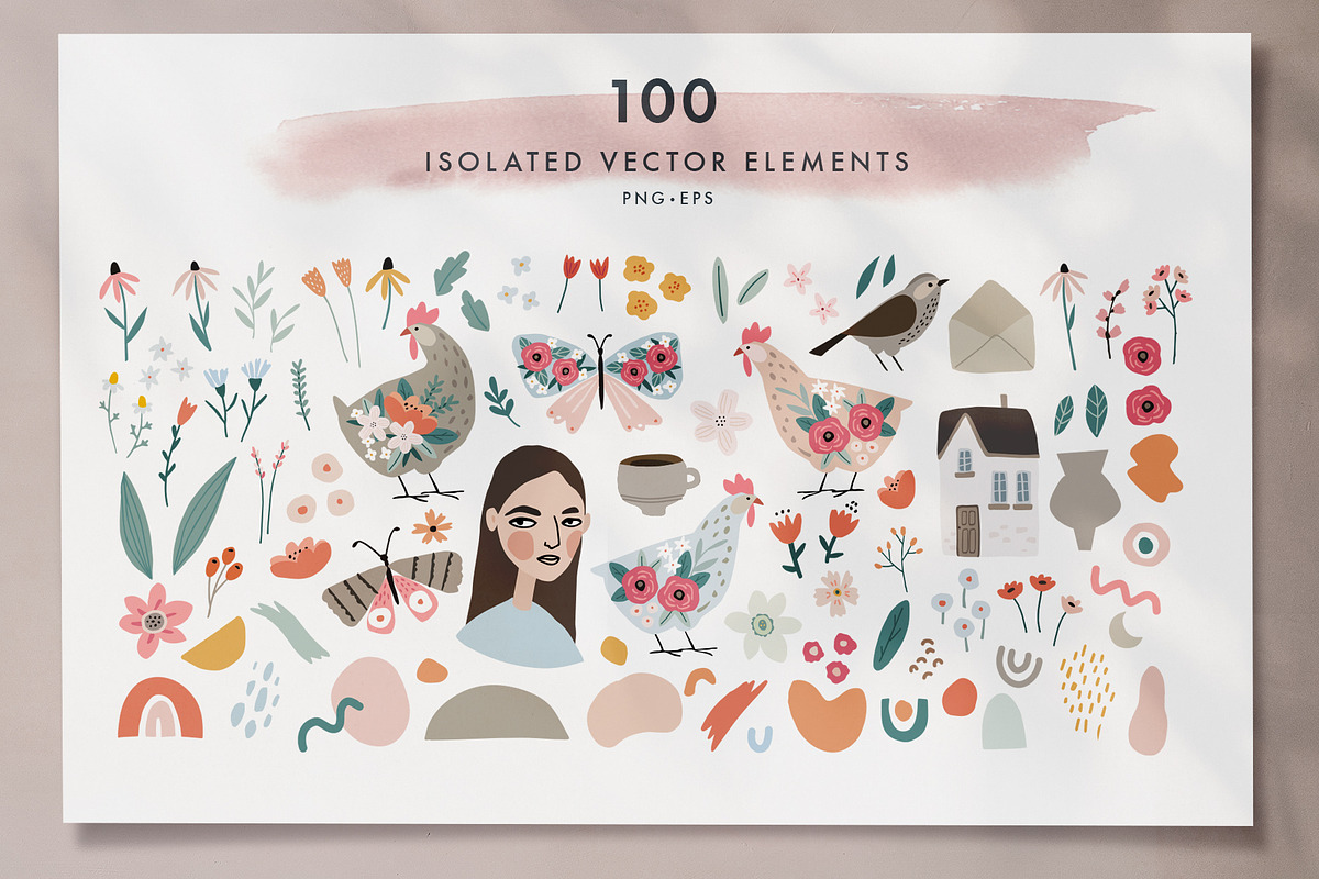 Floral & abstract spring set, an Animal Illustration by Tabita's shop (Photo 14 of 16)