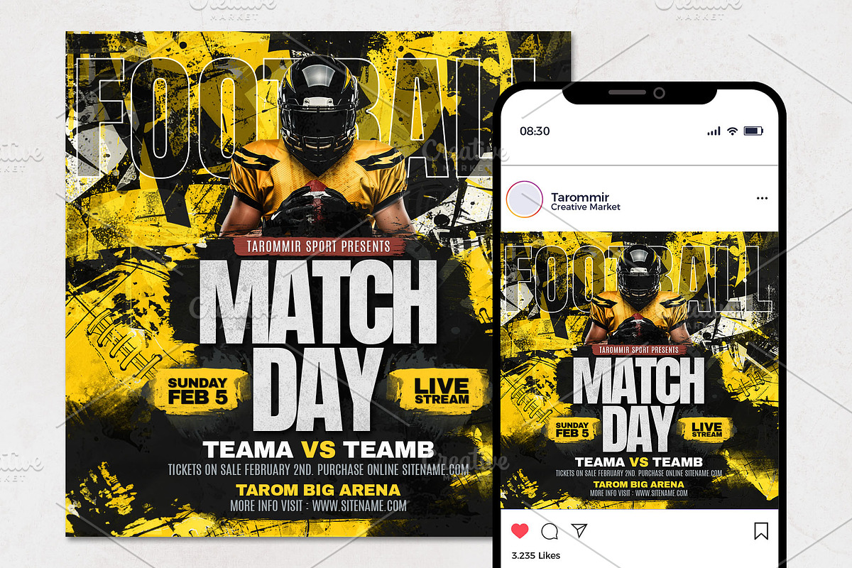 Football Match Day Flyer Template, a Flyer Template by Tarommir (Photo 2 of 3)