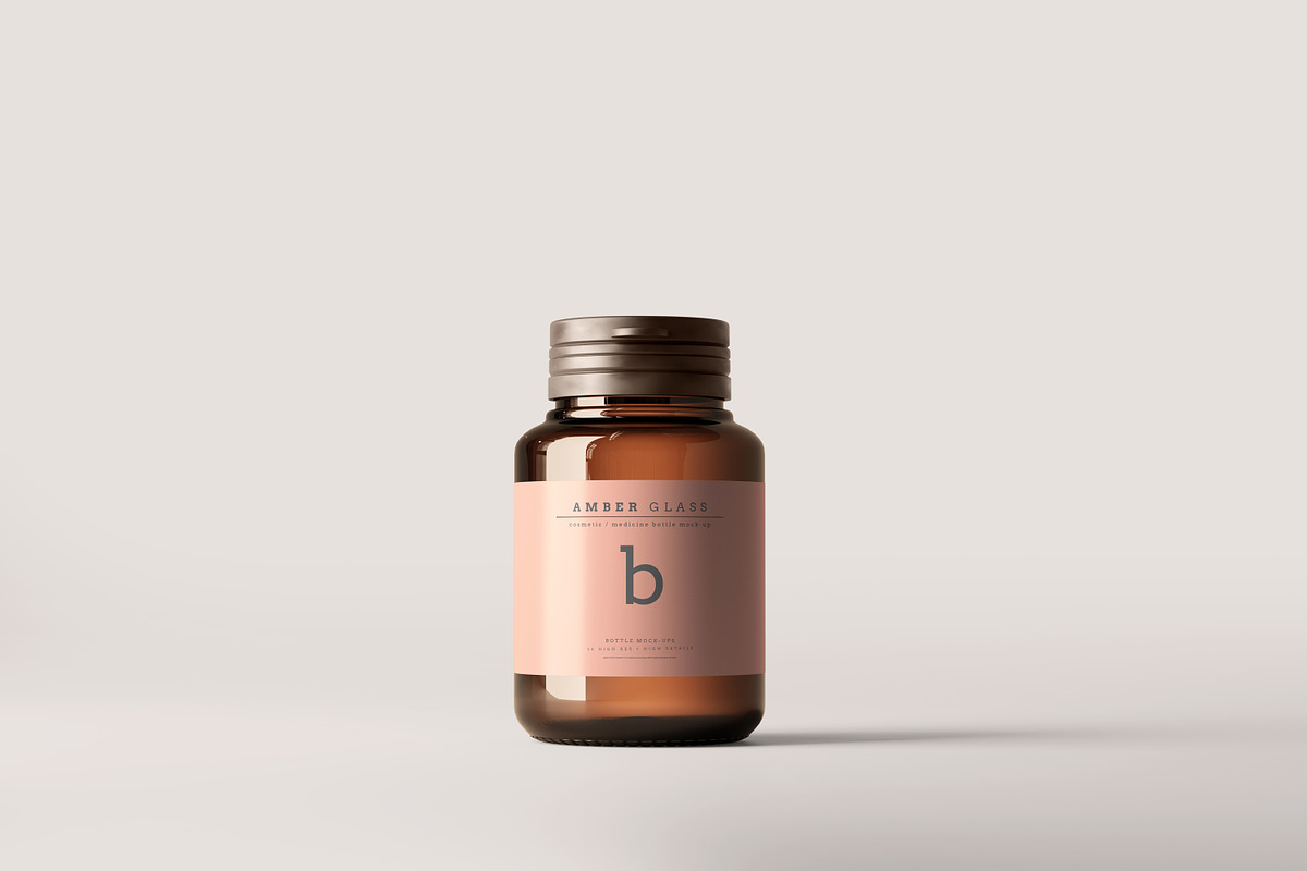 Amber Glass Bottle Mockups, a Cups & Container Mockup by pmvch (Photo 3 of 20)
