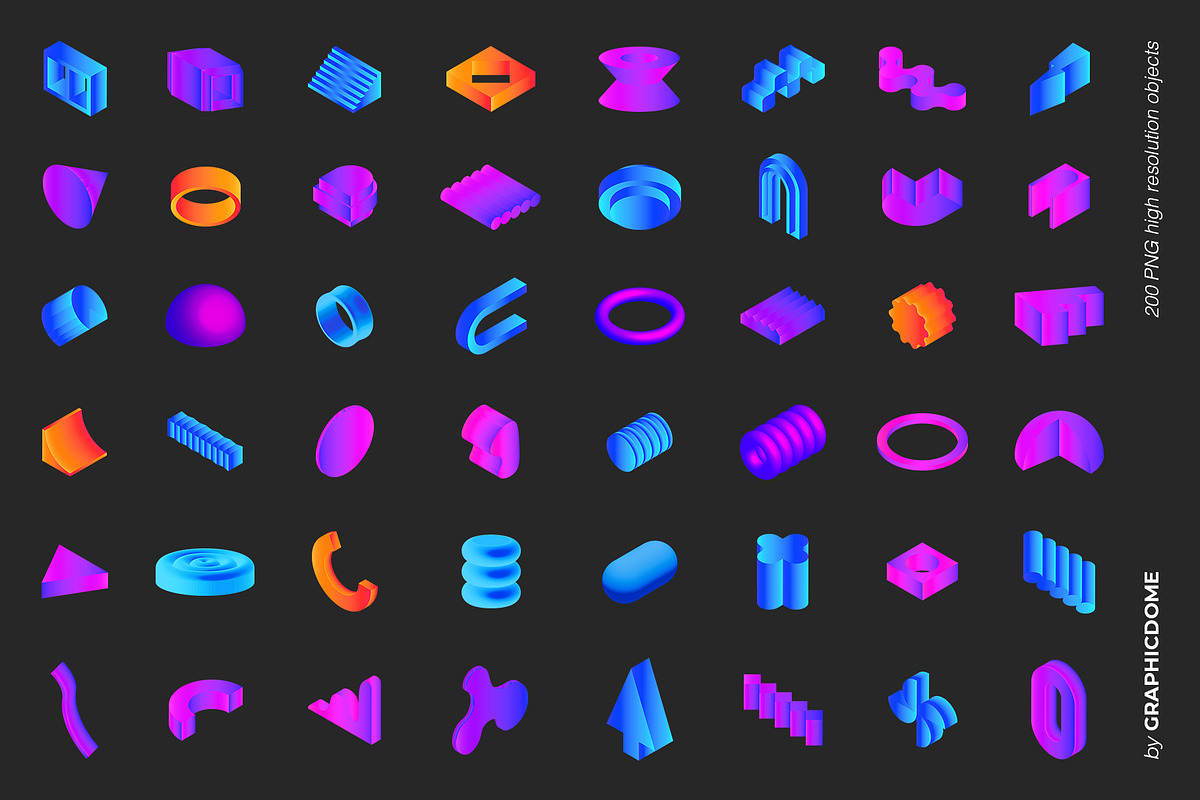200 Geometry 3D PNG Shapes, an Object Graphic by Graphicdome (Photo 7 of 12)
