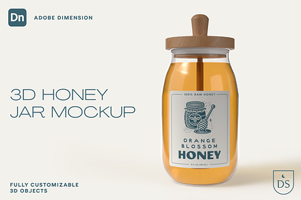 3D Honey Jar Mockup