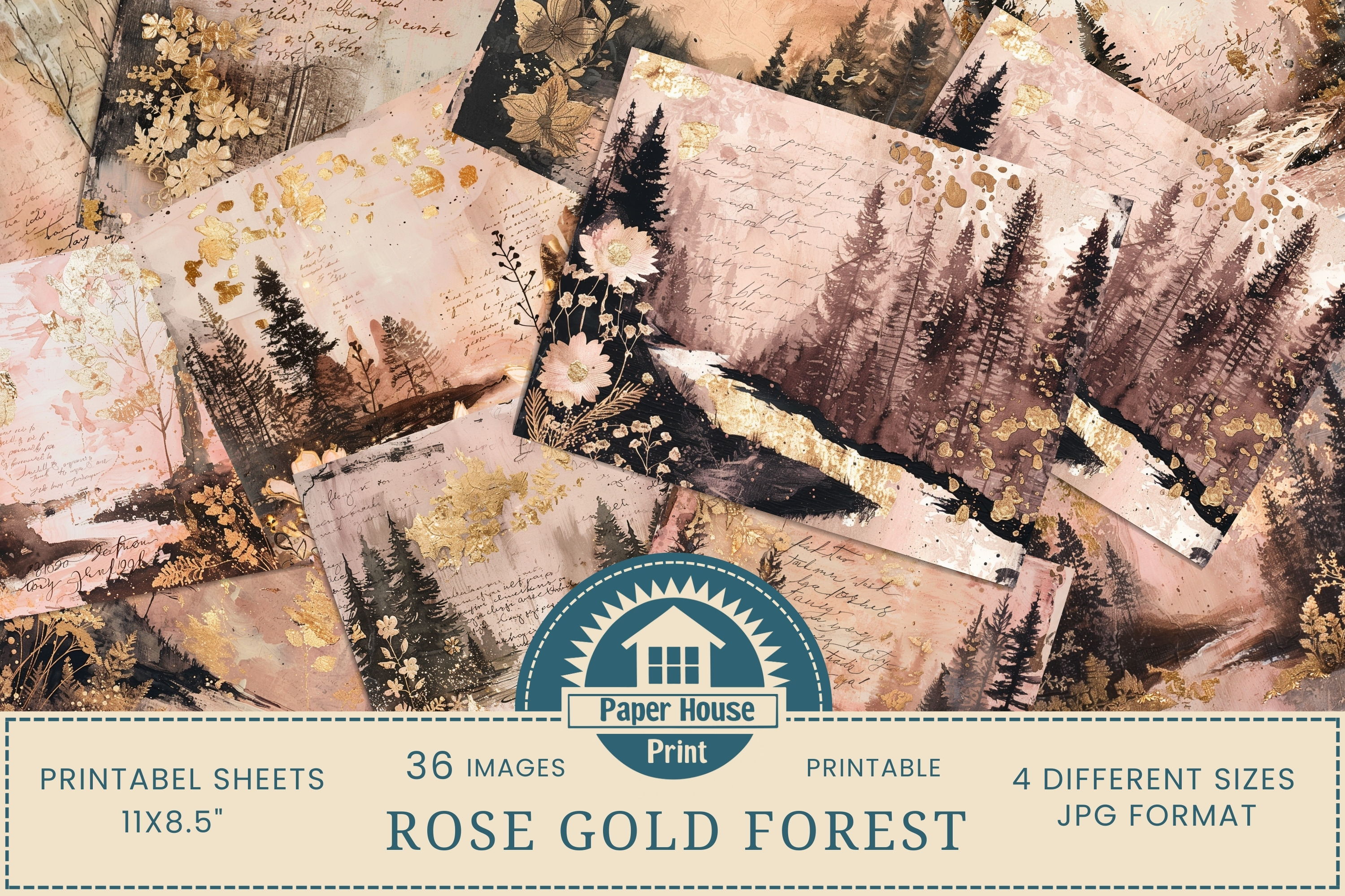 Whimsical Forest Landscape Paper, a Background Graphic by NiiiNArt