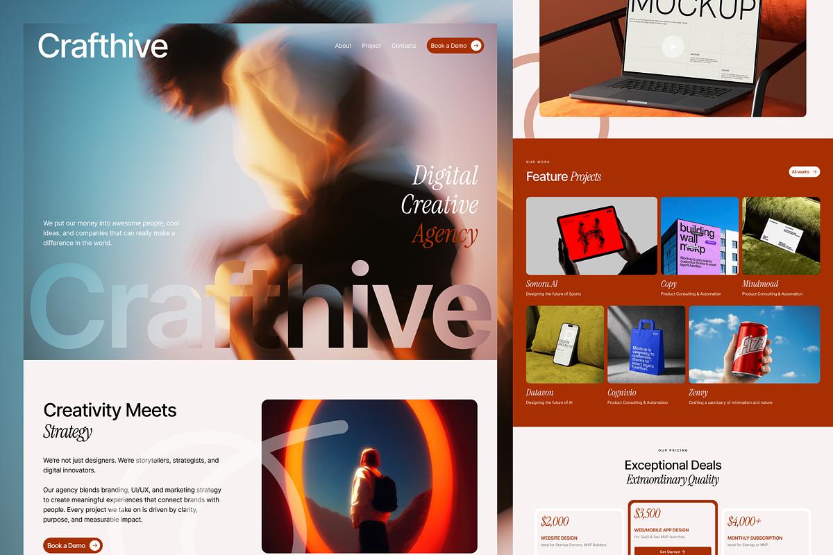 Crafthive Portfolio website, a Landing Page Template by Ahmed Rubel (Photo 3 of 3)