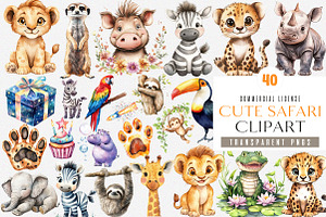 Cute Safari Clipart PNG, an Illustration by SinaCreation