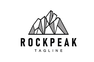 Simple mountain peak logo line rock, a Branding & Logo Template by Maylianaw28