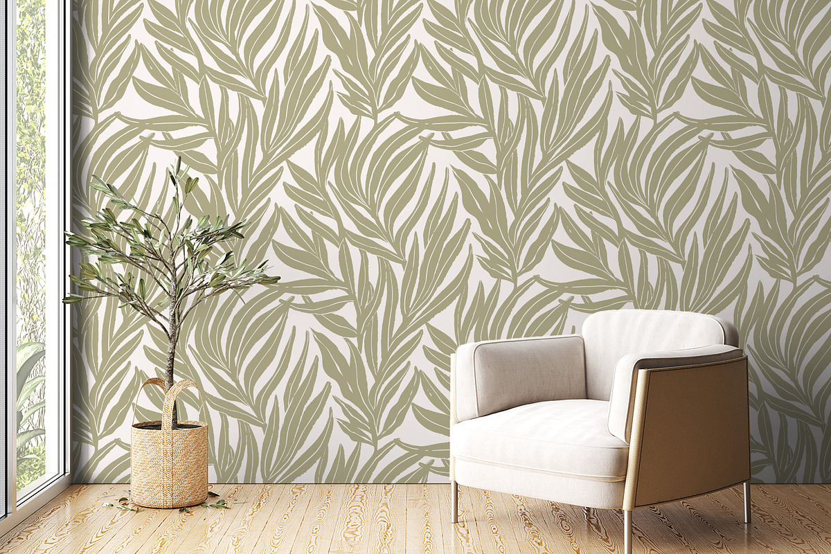 Sage Palm Pattern, a Wallpaper Graphic by Bloomart Studio (Photo 2 of 5)
