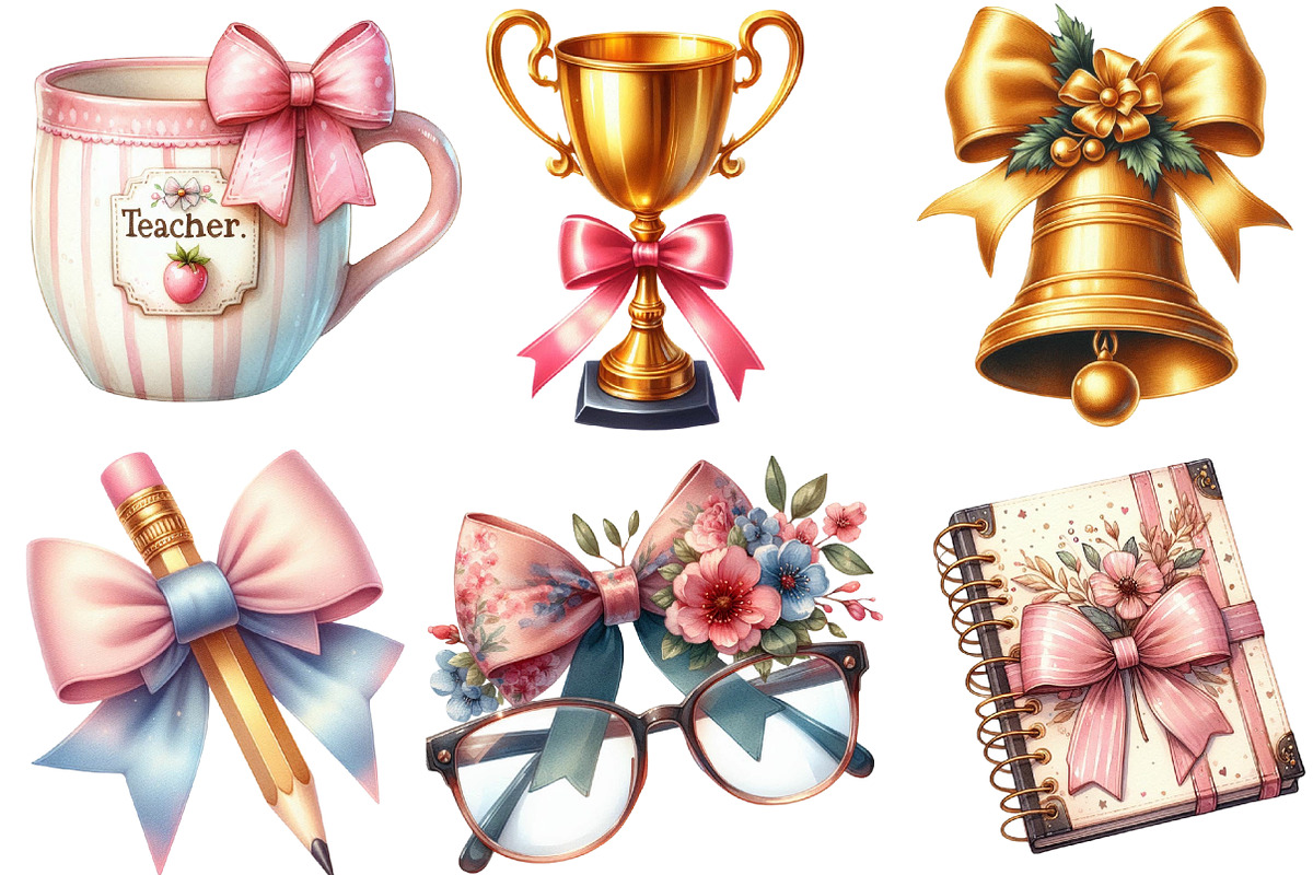 Teacher Coquette Bows SVG PNG Bundle, an Illustration by DreamArtGraphic (Photo 2 of 5)