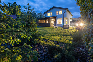 Modern private house at night
