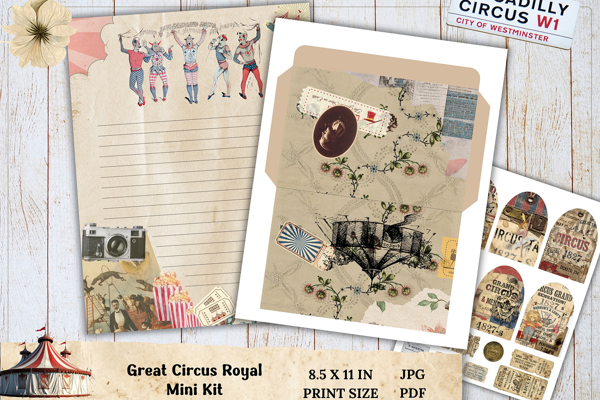 Circus Vintage Envelope and Ephemera, a Decorative Illustration by Print Haven Mochi Vintage (Photo 1 of 6)