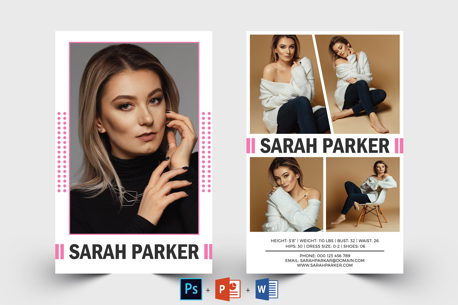 Model Comp Card Template, a Card Template by Designscozy