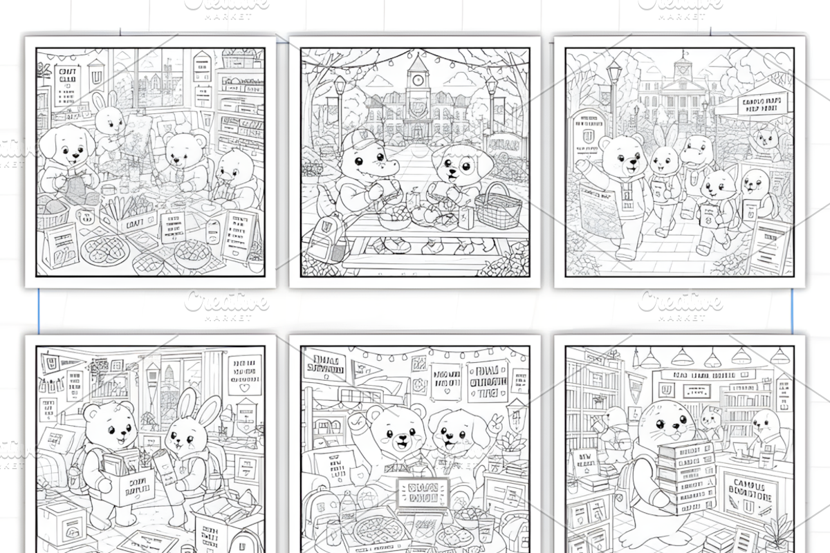 Adult Cozy University Days Coloring, a Decorative Illustration by Design Station (Photo 2 of 7)