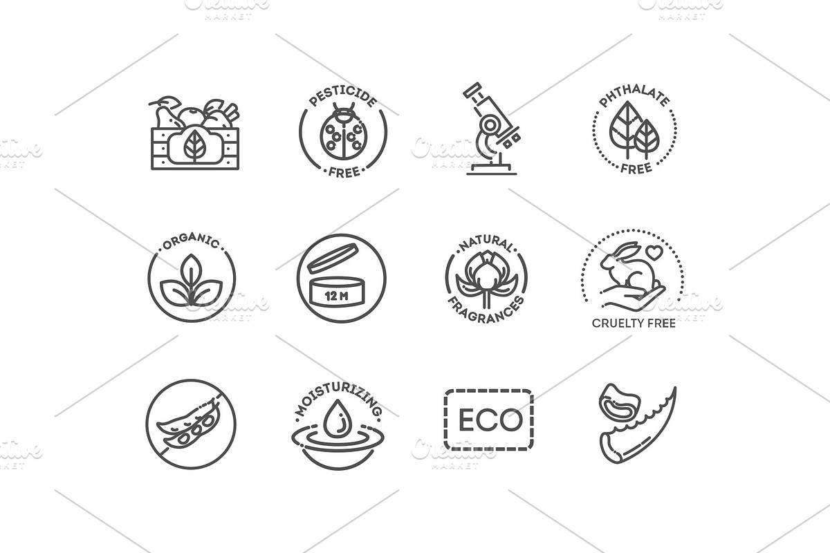Natural Food Line Icons Set, a Food Illustration by Tettygreen (Photo 2 of 3)