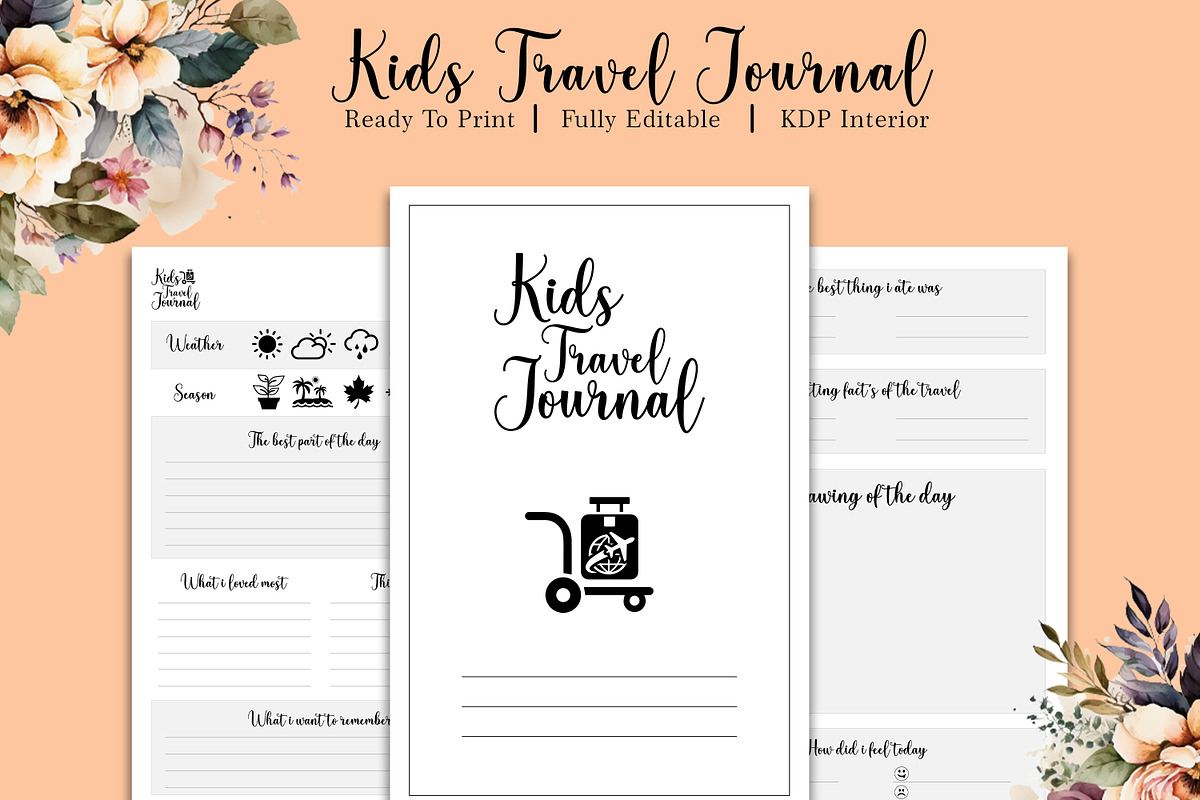 Kids Travel Journal Kdp Interior, a Stationery Template by Hurairagraphics (Photo 1 of 3)