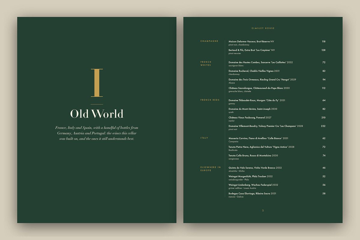 Luxury Wine List Menu Template, a Brochure Template by BrandPacks