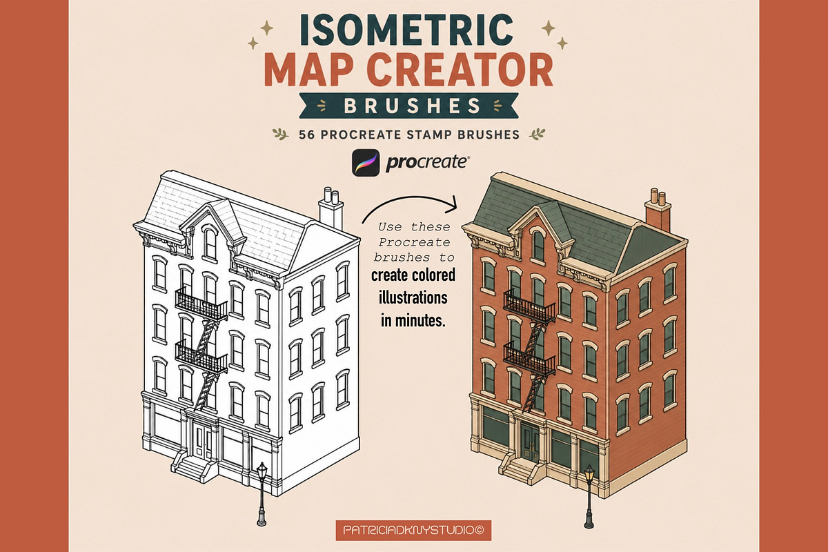 Procreate Isometric Map Creator, a Brush Add-On by PDknyStudio (Photo 6 of 9)