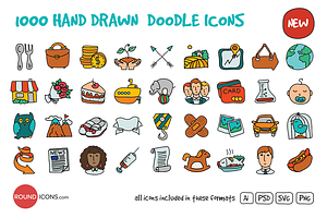 1000 Hand Drawn Doodle Icons