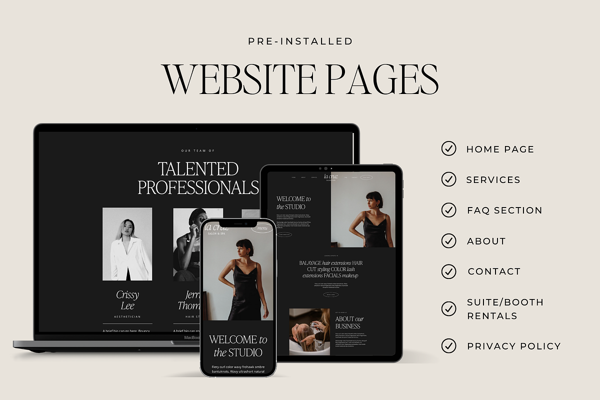 Salon Spa Wix Website Template, Dark, a Wix Template by Ton Rêve Design Studio (Photo 2 of 7)
