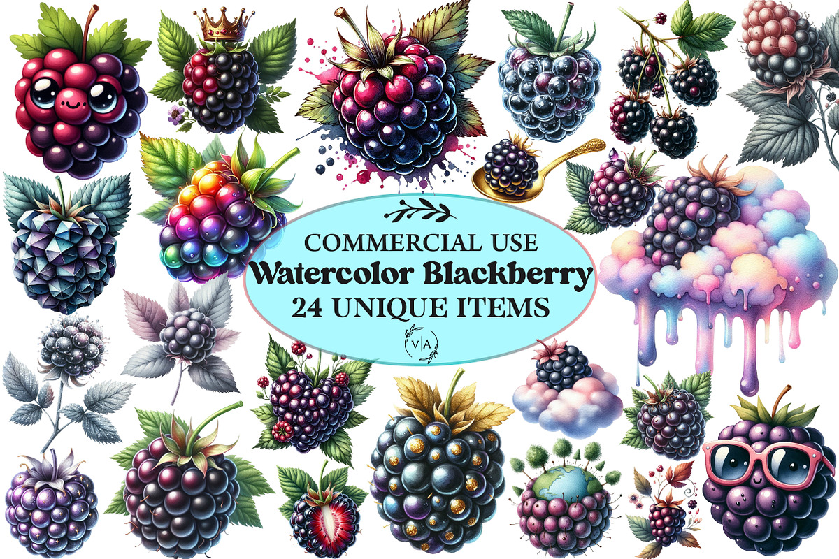 Watercolor Blackberry Clipart, an Illustration by Craft Nest (Photo 1 of 6)