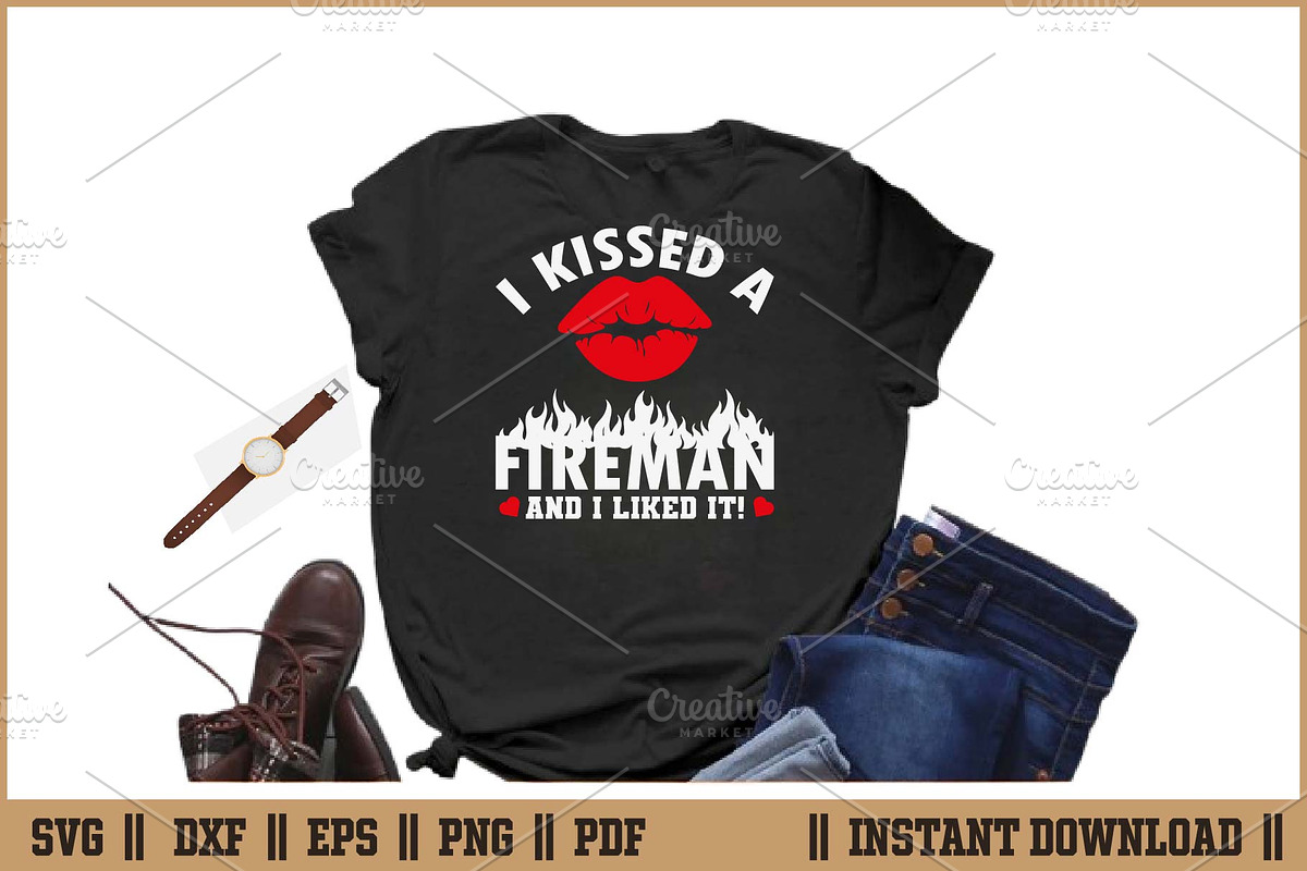 Kissed A Fireman And I Liked It SVG, an Illustration by Handy Arts Studio (Photo 2 of 3)
