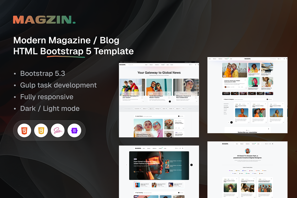 Magzin - Magazine Blog HTML Template, a HTML Template by AliThemes (Photo 1 of 2)