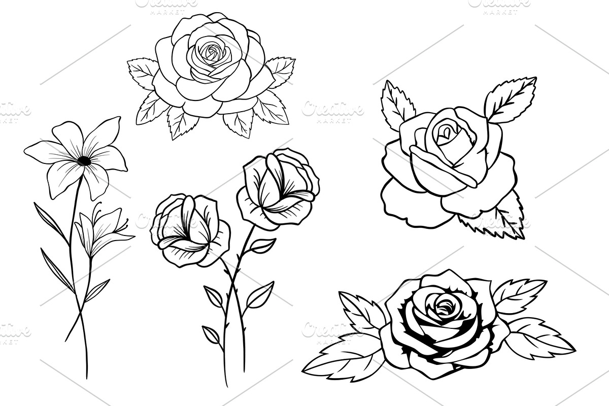 Floral tattoo stamps for procreate, a Brush Add-On by aivos (Photo 6 of 9)