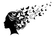 Woman Butterfly Hair Silhouette, an Object Illustration by yasushie (Thumbnail 19 of 31)
