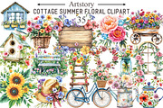 Cottage Summer Floral Watercolor, an Illustration by designcity5 (Thumbnail 1 of 5)