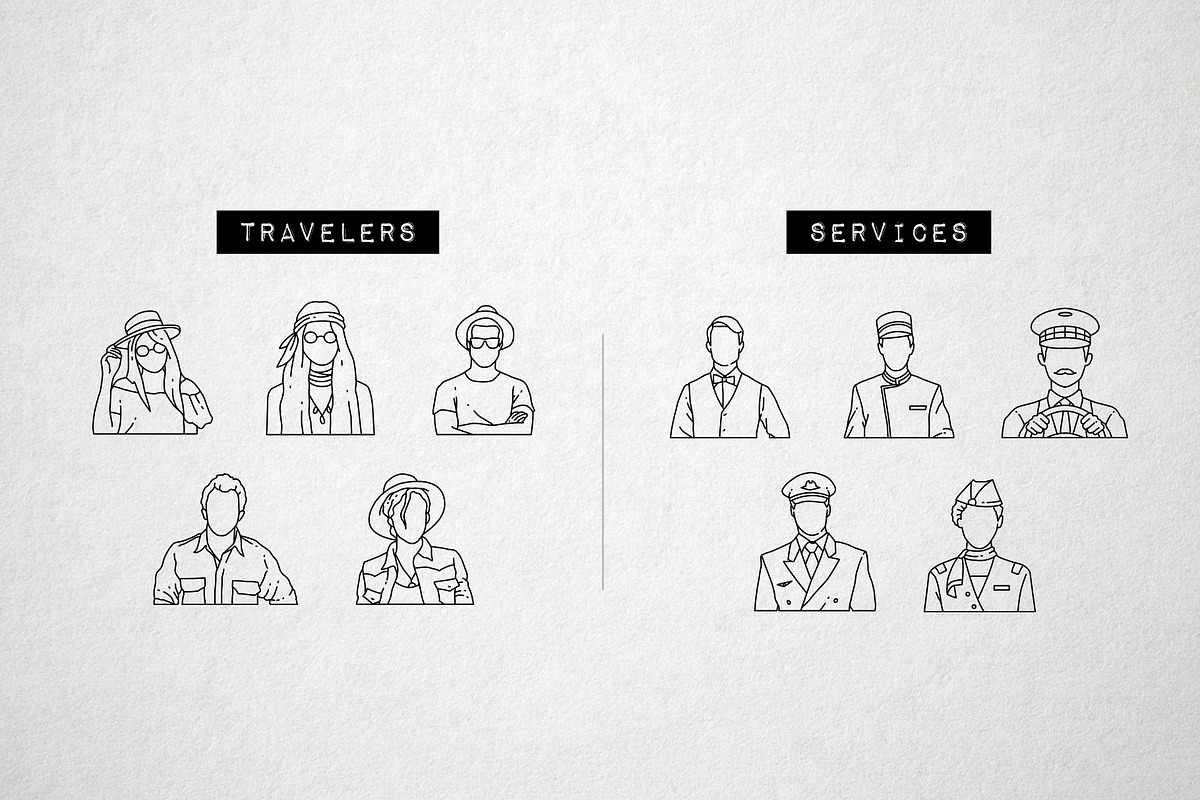 60 Travel Icons - Traveler Avatars, an Outline Icon by Hatch Design Workshop (Photo 6 of 10)