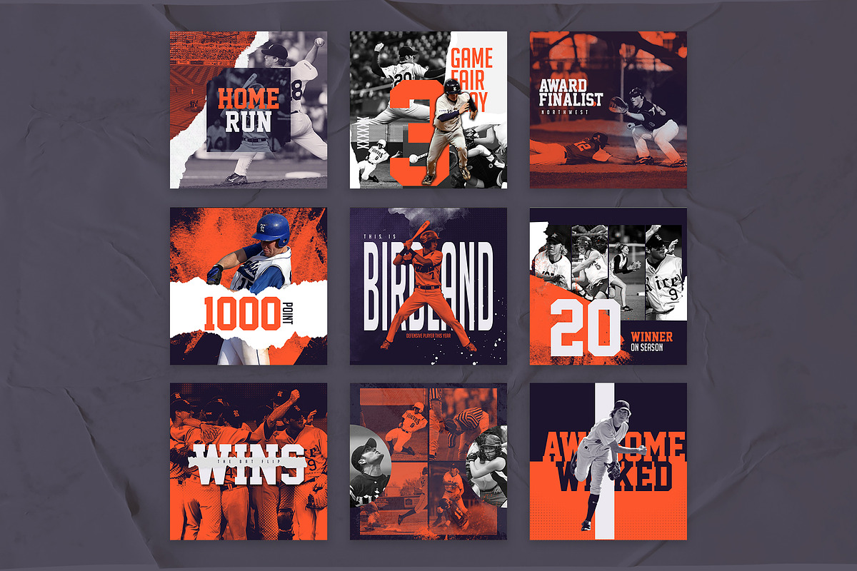 Baseball Instagram Templates, a Social Media Template by Azruca (Photo 3 of 11)