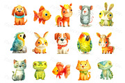 Watercolor pets PNG set of animals, an Animal Illustration by Bubert Art (Thumbnail 1 of 5)