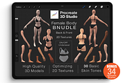 Procreate 3d Model -Female Bundle, a Characters & Person 3D Model by Procreate3dStudio (Thumbnail 1 of 8)