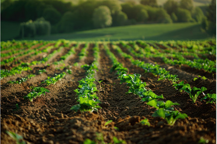 Young green plants growing in rows, a Nature Photo by Ylivdesign