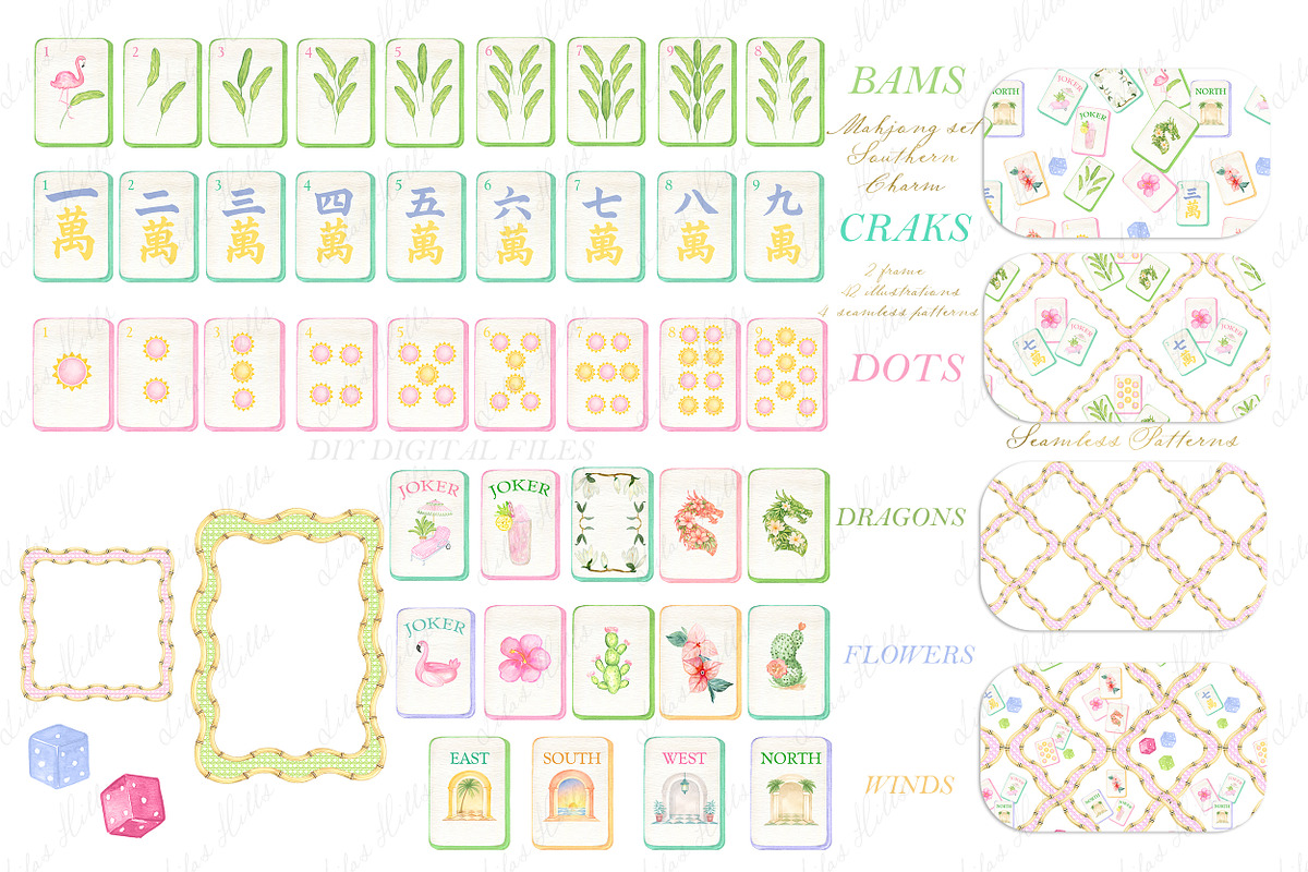 Southern Charm Mahjong Set PNG, a Graphic by LABFcreations (Photo 2 of 4)