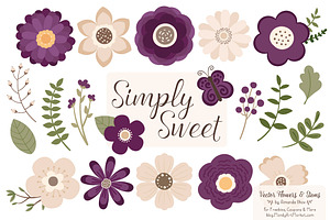 Plum Flowers Clipart, an Illustration by Amanda Ilkov
