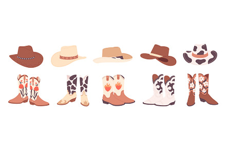 Cowboy accessories. Traditional hats, an Object Illustration by LadadikArt