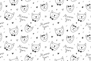 Cute cats 4 patterns, a Pattern Graphic by redcollegiya design (Thumbnail 4 of 5)