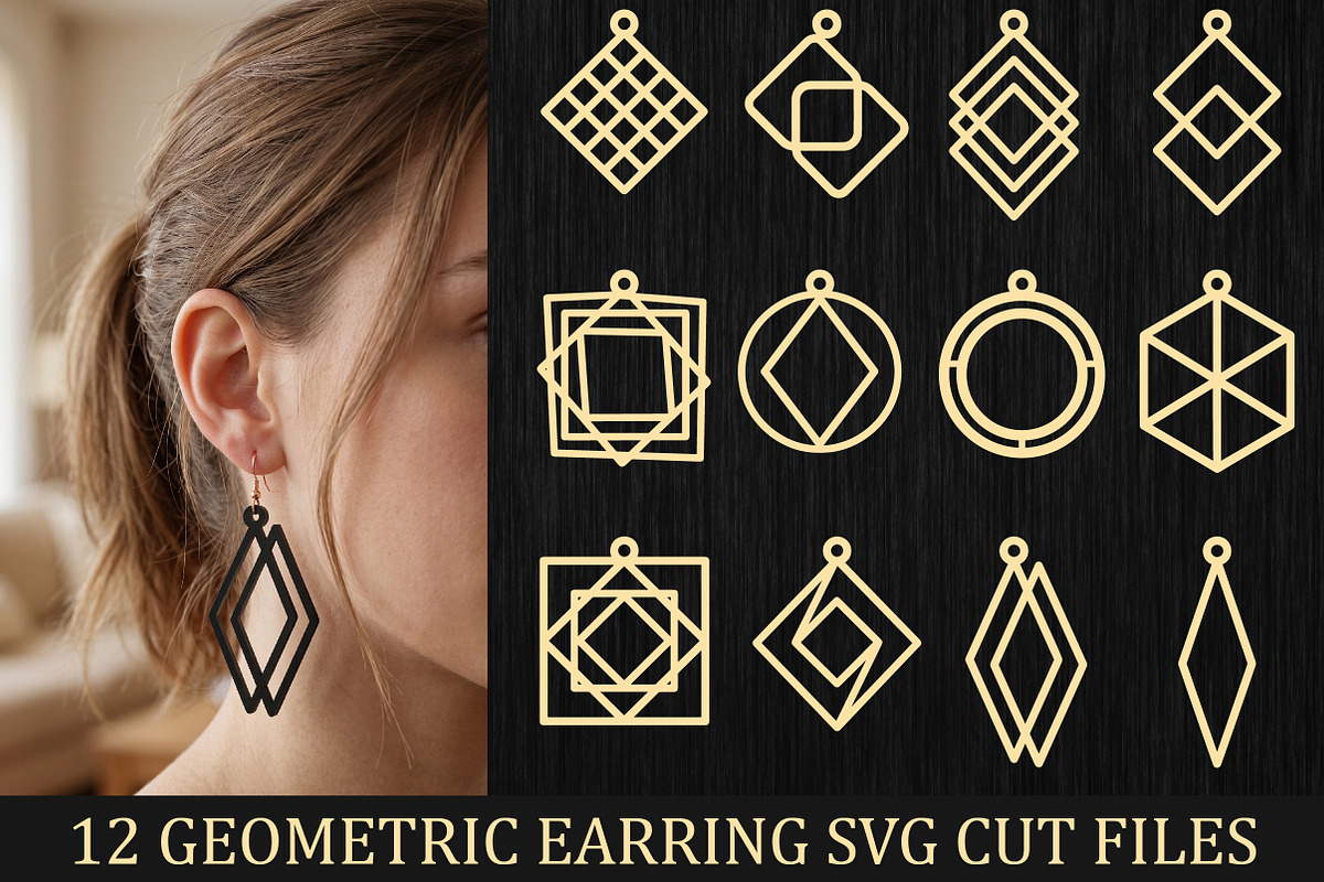 Geometric Earring SVG Cut Files, an Object Graphic by Libby Wishes (Photo 3 of 3)