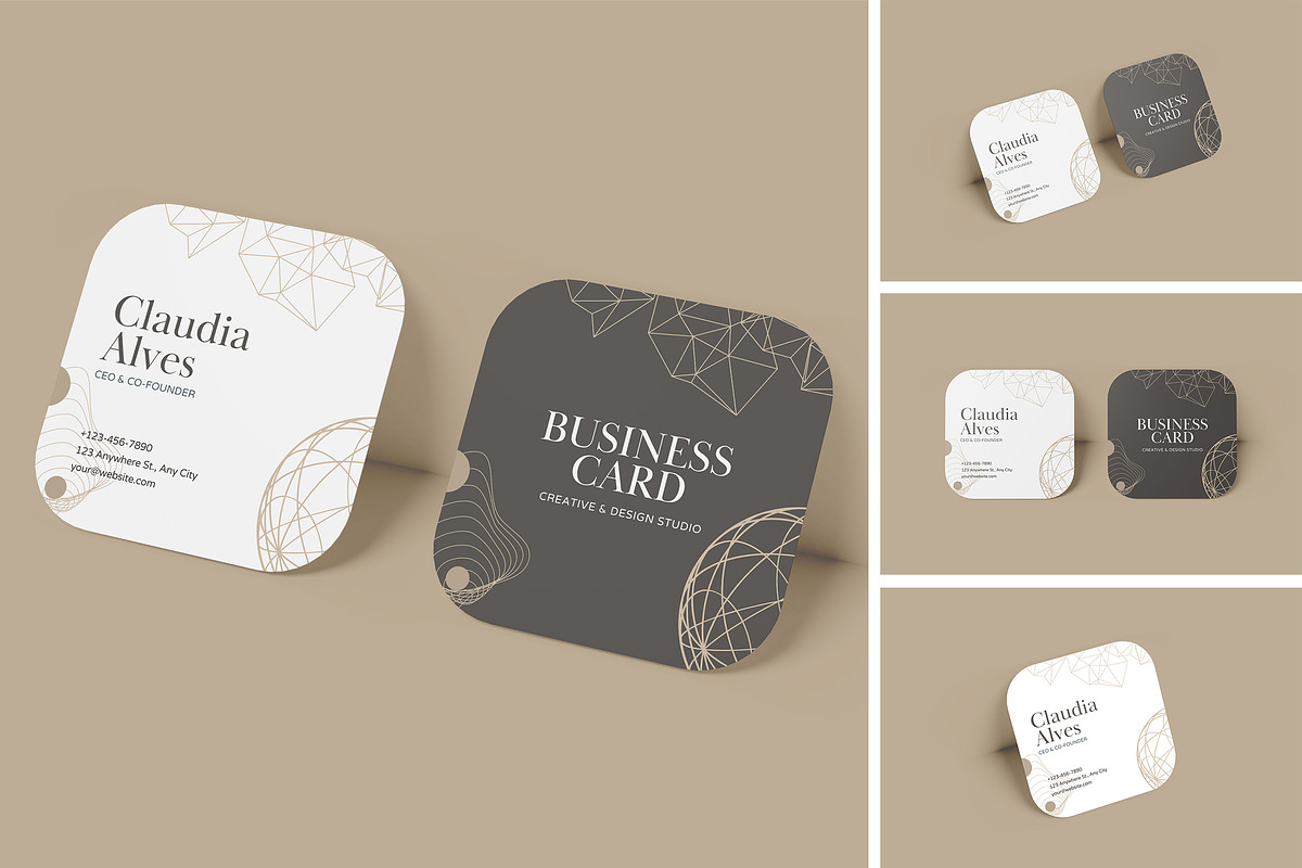Square Business Card Mockup, an Advertising Mockup by YurnalisPerix (Photo 1 of 5)