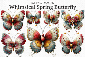 Whimsical Spring Butterfly Clipart, an Illustration by Craft Nest