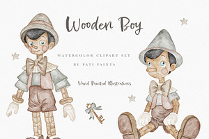 Wooden Boy Nursery Clipart Set