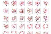 Watercolor Cherry Blossom Collection, a Decorative Illustration by GiraffeCreative (Thumbnail 8 of 9)