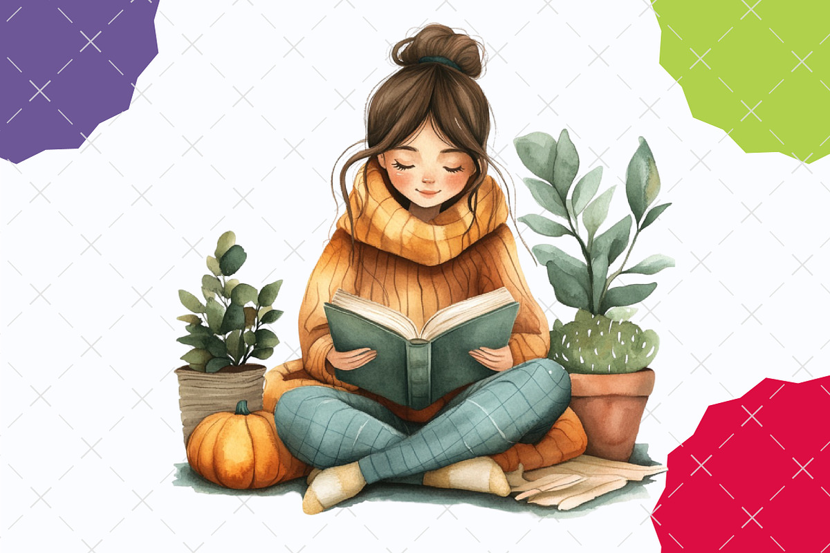 Girl Self Care Watercolor Clipart, an Illustration by designcity5 (Photo 4 of 5)