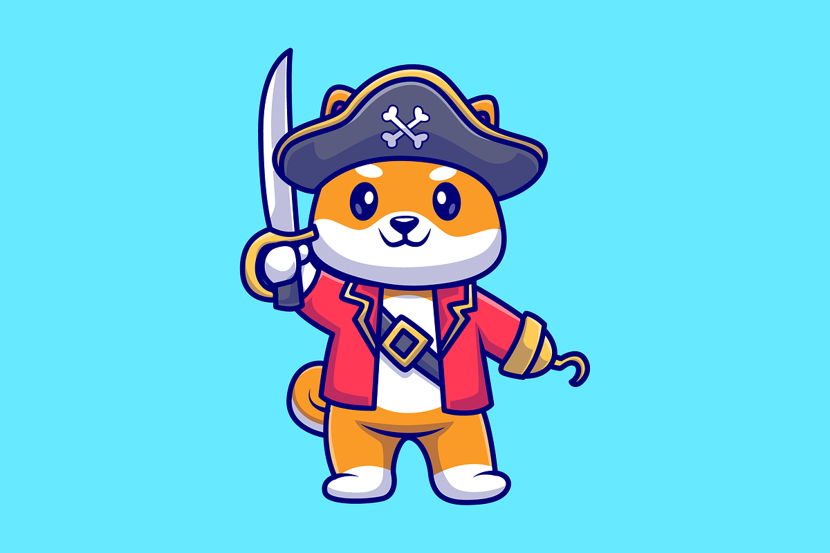 Cute Shiba Inu Dog Pirate Cartoon, an Animal Illustration by Catalyst Labs