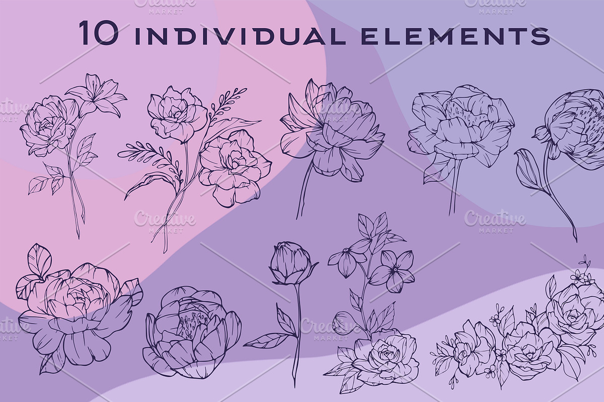 Peony Bouquet SVG Bundle, a Graphic by KostaDigitalArt (Photo 2 of 10)